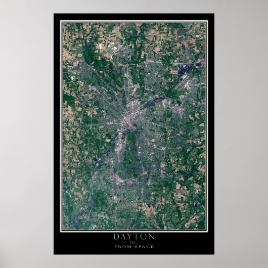 Dayton Ohio van Space Satellite Map Poster (Voorkant)