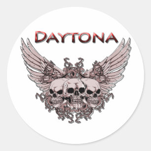 Daytona 3 Flying Skulls rood Ronde Sticker