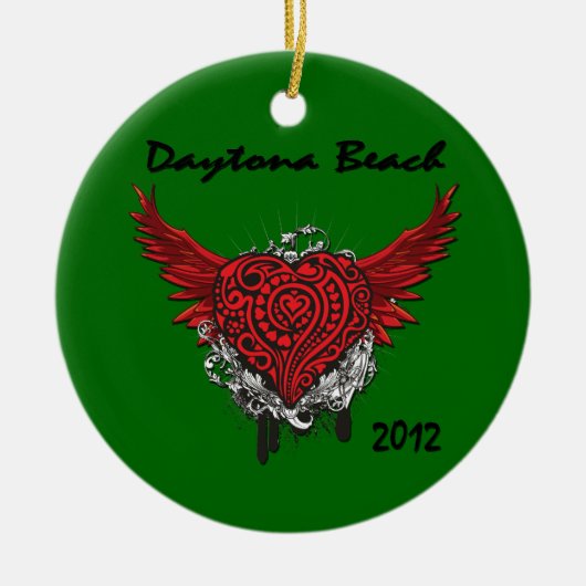 Daytona Beach 2012 Tattoo Style Heart Ornament (Voorkant)
