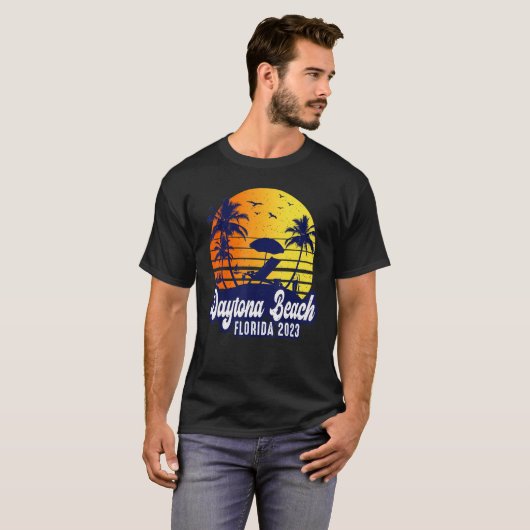 Daytona Beach 2023 Florida Sunset Beach Retro T-shirt (Voorkant volledig)