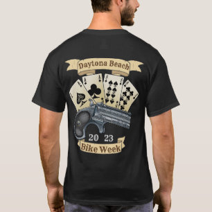 Daytona Beach Bike Week 2023 Aces en Pistool T-shirt