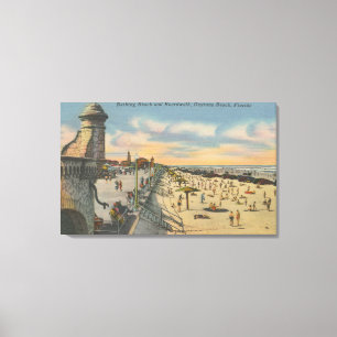 Daytona Beach, FL - Boardwalk Uitzicht van Beach Canvas Afdruk