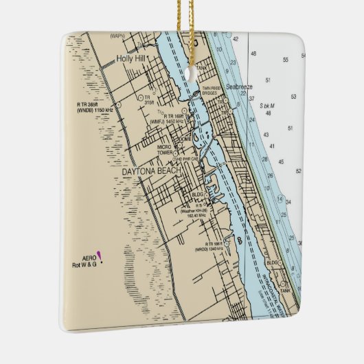 Daytona Beach Florida Chart Keramisch Ornament (Rechts)