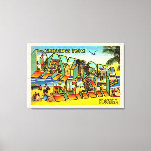 Daytona Beach Florida FL Briefkaart met grote lett Canvas Afdruk