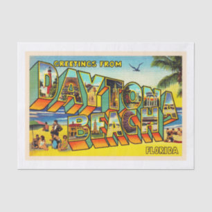 Daytona Beach Florida FL Briefkaart met grote lett Tissuepapier