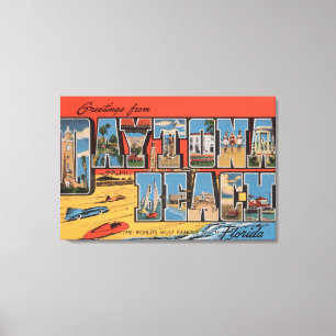 Daytona Beach, Florida - Grote letterscènes Canvas Afdruk