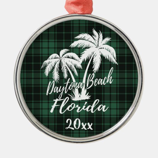 Daytona Beach Florida Palm Tree Green Metalen Ornament (Voorkant)