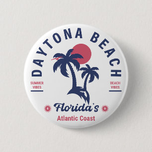 Daytona Beach Florida Palm Trees Souvenirs 60s Ronde Button 5,7 Cm