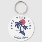 Daytona Beach Florida Palm Trees Souvenirs 60s Sleutelhanger (Achterkant)