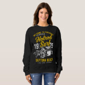 Daytona Beach Florida Retro Hotrod Surf Distressed Trui (Voorkant volledig)