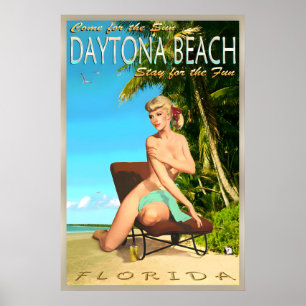 Daytona Beach Florida Retro Reisposter Speld U Poster