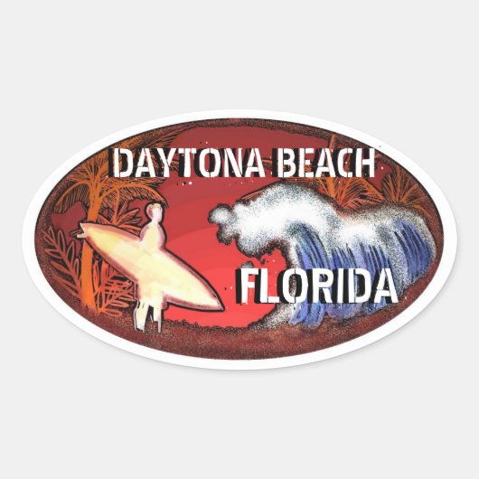 Daytona Beach Florida surf art autocollants (Devant)