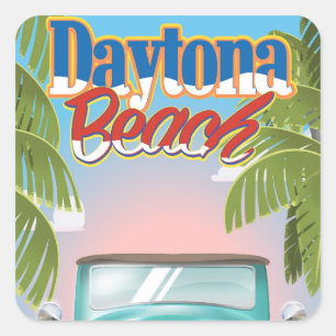 Daytona Beach, Florida USA vintage reisposter Vierkante Sticker