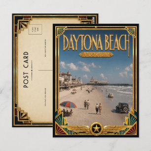 Daytona Beach Florida Vintage Art Deco Gouden Tijd Briefkaart