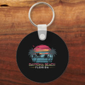 Daytona Beach Florida Zomervakantie Retro Design Sleutelhanger (Voorkant)