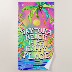 Daytona Beach is mijn Happy Place Beach Towel Strandlaken
