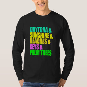 Daytona Florida straagt Palm Trees Sunshine Vacati T-shirt