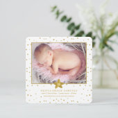 Dazzling Aankomst Vierkant Foto Geboorteaankondigi Aankondiging (Staand voorkant)