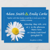 Dazzling Blue Daisy Wedding Invitation Kaart (Voorkant / Achterkant)