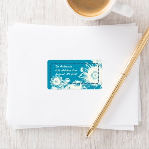 Dazzling Blue Flower Return-adreslabel Etiket