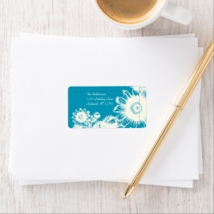 Dazzling Blue Flower Return-adreslabel Etiket