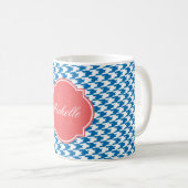 Dazzling Blue Houndstooth Monogram Mok (Voorkant rechts)
