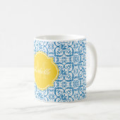 Dazzling Blue Houndstooth Monogram Mok (Voorkant rechts)