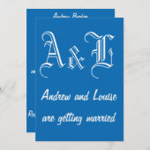 Dazzling Blue & White Wedding Invitation Kaart (Voorkant / Achterkant)