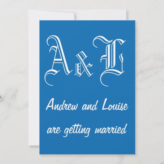 Dazzling Blue & White Wedding Invitation Kaart (Voorkant)