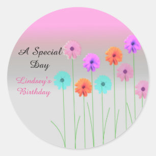 Dazzling Daisies Personalized Birthday Ronde Sticker