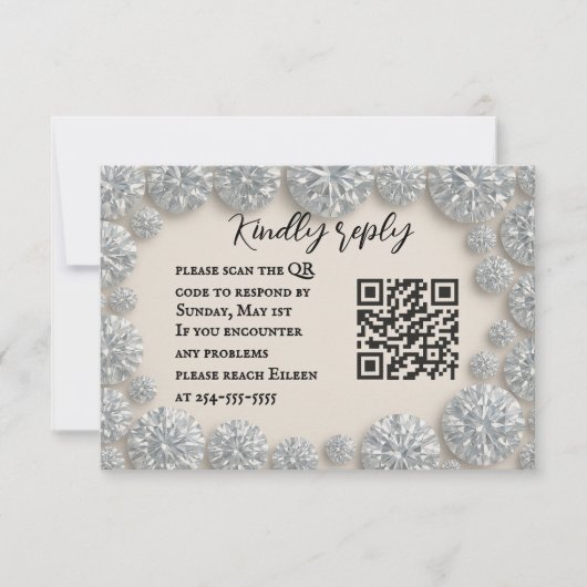 Dazzling Diamond QR Code Mariage Carte RSVP (Devant)