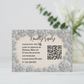 Dazzling Diamond QR Code Mariage Carte RSVP (Debout devant)