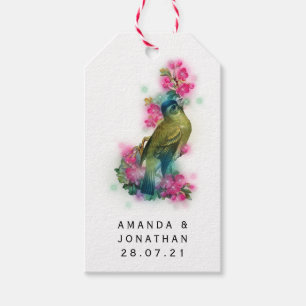 Dazzling Fantasy Bloemen Vogel Bruiloft Cadeaulabel