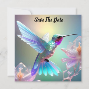 Dazzling Fusion: Rainbow Glass Hummingbird, Save The Date