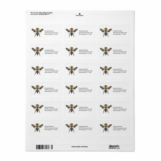 Dazzling Honey Bee Quilt Pattern Adresetiketten Etiket (Full Sheet)