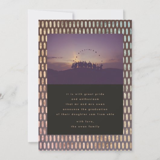 Dazzling Modern Border Photo Afstudeerder Aankondiging (Achterkant)