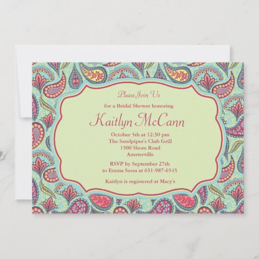 Dazzling Paisley Invitation Kaart (Voorkant)