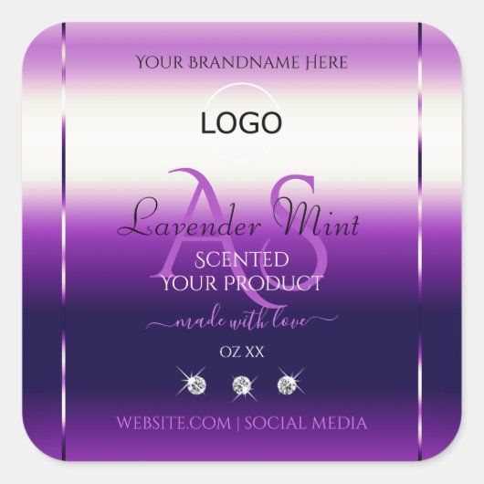 Dazzling Purple Produit Bijoux Étiquette Monogramm (Devant)