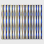 Dazzling Shiny Silver en Royal Blue Stripes Cadeaupapier (Vlak)
