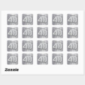 Dazzling Silver Sparkling Diamond 40th Birthday Vierkante Sticker (Vel)
