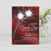 Dazzling Sparklers Canada Day Party-uitnodigingen Kaart (Staand voorkant)