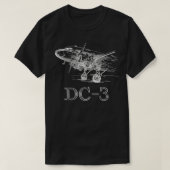 DC3 geschetst vliegtuiggeschenk T-shirt (Design voorkant)