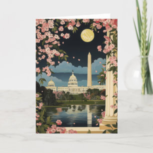 DC Capitol Building Kerstboom Kaart - Vintage