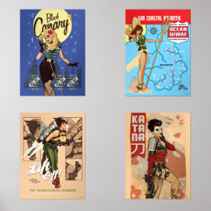 DC Comic Bombshells Groep 2 Muurkunst Sets