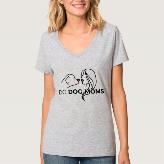 DC Dog Moms V-Neck T-Shirt - Licht grijs (Voorkant)