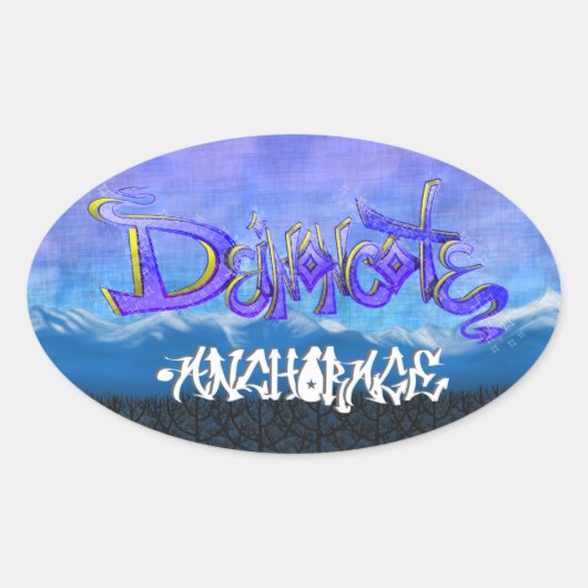 DC Graffiti Ovale Sticker (Voorkant)