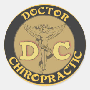 DC-LOGO - DOCTOR CHIROPRACTISCHE CADUCEUS RONDE STICKER