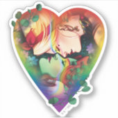 DC Pride Harley Quinn en Poison Ivy Comic Hoesje Sticker (Voorkant)