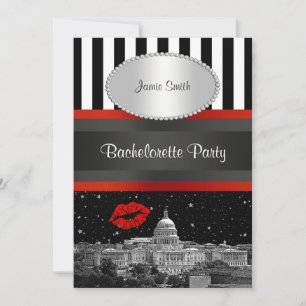 DC Skyline Zwart Witte Streep Rode Kus Bachelorett Kaart