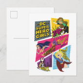 DC Super Hero Meisjes Actie Panelen Briefkaart (Voorkant / Achterkant)